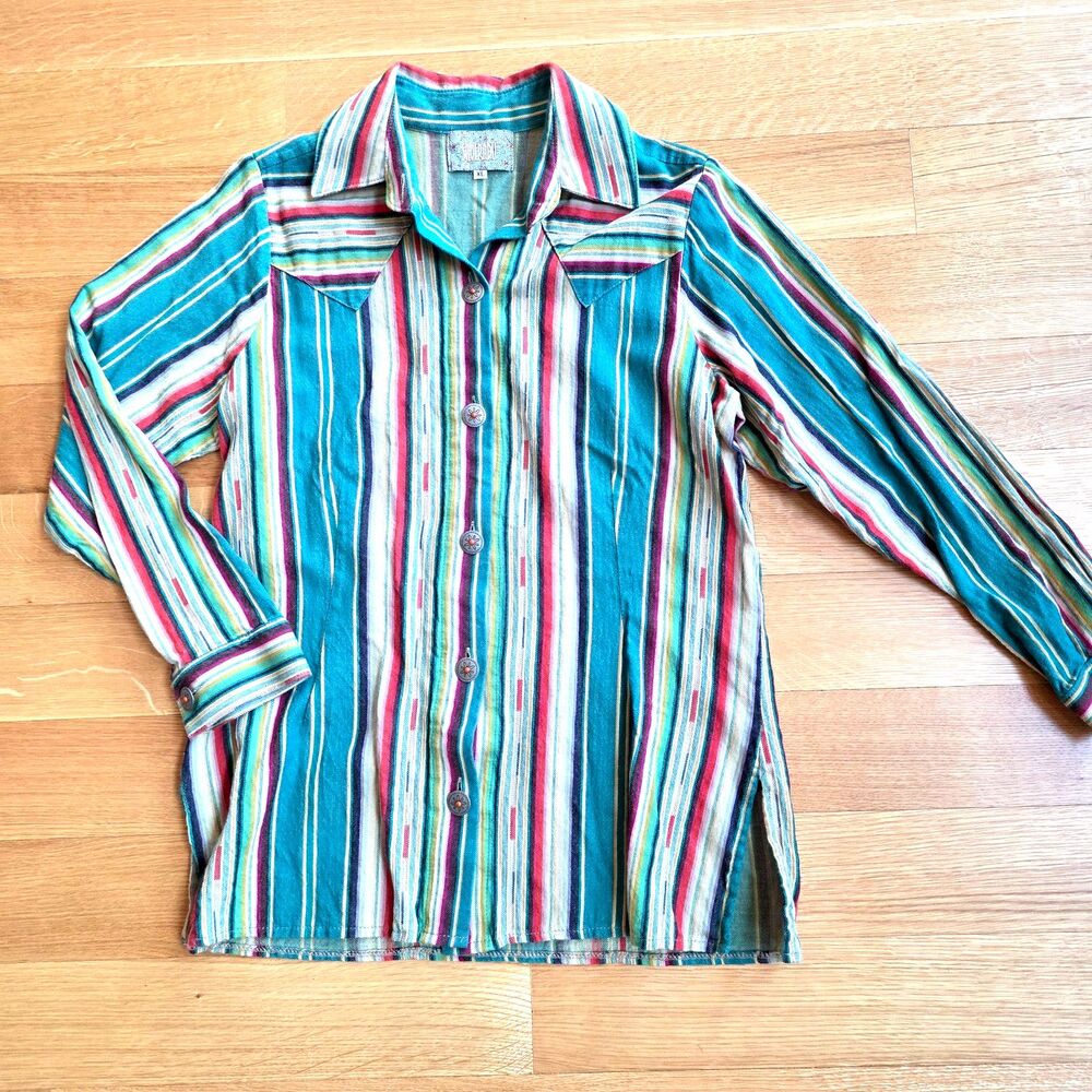 SILVERADO Serape Stripe Tunic Shirt South Western Yellowstone Shacket XL 12 14